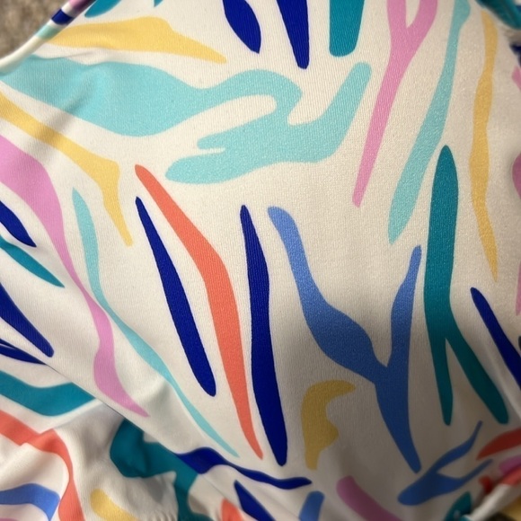 Shade & Shore 38D multi color watercolor bra size toe strap bandeau swim top - Picture 10 of 10